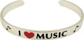 Bracelet Cuff - I Love Music Plated Brass 1/4" Wide