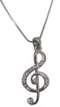 Large G-Clef With Rhinestones Necklace