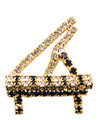 Grand Piano Gold Rhinestone Brooch