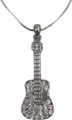 Acoustic Guitar With Rhinestones Necklace