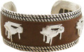 Bracelet - Silver Brown Leather Piano