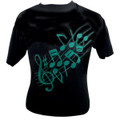 T-SHIRT EMBOSSED NOTES BLACK/TURQUOISE - SMALL