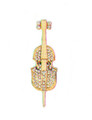 Bass Violin Rhinestone Brooch