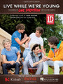 Live While We're Young by One Direction. For Piano/Vocal/Guitar. Piano Vocal. 8 pages. Published by Hal Leonard.

This sheet music features an arrangement for piano and voice with guitar chord frames, with the melody presented in the right hand of the piano part as well as in the vocal line.