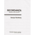 Rochberg: Ricordanza For Cello And Piano