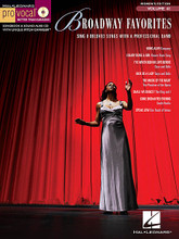 Broadway Favorites. (Pro Vocal Women's Edition Volume 41). By Various. For Voice. Pro Vocal. Play Along, Karaoke, Broadway. Softcover with CD. 40 pages. Published by Hal Leonard.

Whether you're a karaoke singer or preparing for an audition, the Pro Vocal series is for you. The book contains the lyrics, melody, and chord symbols for nine hit songs. The CD contains demos for listening and separate backing tracks so you can sing along. The CD is playable on any CD, but it is also enhanced for PC and Mac computer users so you can adjust the recording to any pitch without changing the tempo! Perfect for home rehearsal, parties, auditions, corporate events, and gigs without a backup band. This pack includes 8 songs: Being Alive • I Enjoy Being a Girl • I've Never Been in Love Before • Luck Be a Lady • The Music of the Night • Shall We Dance? • Some Enchanted Evening • Speak Low.