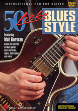 50 Licks Blues Style by Mat Gurman. For Guitar. Instructional/Guitar/DVD. DVD. Published by Hal Leonard.

Unlock the secrets of blues guitar! Ace session guitarist Mat Gurman teaches budding bluesmasters 50 terrific phrases, demonstrating licks for dominant and minor blues progressions, turnarounds, intro licks, ending licks, stop time licks and many more. He also shows players the classic techniques used in blues guitar, such as: bends, pull-offs, hammer-ons, slides, slurs, vibrato, muted string raking and more! Each lick is played in context, then demonstrated slowly with full explanations of every technique used. Includes an instructional booklet. 59 minutes.