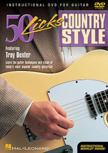 50 Licks Country Style by Troy Dexter. For Guitar. Instructional/Guitar/DVD. Bluegrass. DVD. Published by Hal Leonard.

Learn the techniques and styles of today's most popular country guitarists! A fixture on the Los Angeles country music scene, Troy Dexter takes players step-by-step through classic country style licks that can also be used in blues, rock and rockabilly. He demonstrates pedal steel licks, bluegrass licks, cascading licks and licks using harmonics, intervals, triads, bends, chromatic passages, arpeggios, open strings, double stops and more. All licks are played in context, then slowed down and explained, and the DVD comes with an instructional booklet. 61 minutes.