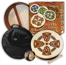 Kilkenny Cross Bodhran (18 inch Bodhran). For Bodhran Drum. Waltons Irish Music Instrument. Hal Leonard #WMP2509. Published by Hal Leonard.
Bodhrán gift packs include everything the beginning player needs to get started! First and foremost, a standard bodhran, handcrafted from the finest wood with a head made from real goatskin is included, along with a hardwood beater and carrying case. In addition, the Absolute Beginners: Bodhrán instructional DVD by Conor Long (HL.634001) is provided, plus bodhrán care cream (HL.634007) to keep your bodhrán in peak condition!