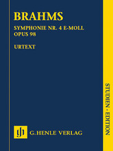 Symphony No. 4 in E minor, Op. 98 by Johannes Brahms (1833-1897). Edited by Robert Pascall. Study Score. Henle Study Scores. Softcover. 138 pages. G. Henle #HN9856. Published by G. Henle.

The genesis of the Fourth Symphony possibly goes back to the 1870s when Brahms was studying the Bach Cantata “Nach dir, Herr, verlanget mich”, whose chaconne theme forms the nucleus of the finale. Around 29 August 1885 Brahms wrote to Hans von Bülow from Mürzzuschlag in Styria: “However I have a few entr'actes – which together form what one would usually call a symphony. [...] I am afraid [...] it takes after the climate in this region – the cherries do not ripen here.” Yet we are by no means speaking of “sour” cherries here. The work is today a part of the canon of classical-romantic symphonies. Our handy and inexpensive priced study edition is based on the musical text in the Johannes Brahms Complete Edition.