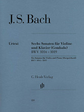 6 Sonatas for Violin and Piano (Harpsichord) BWV 1014-1019 (Violin and Piano). By Johann Sebastian Bach (1685-1750). Edited by Hans Eppstein. For Violin, Piano Accompaniment. Violin. Henle Music Folios. Pages: Score (Pno) = VIII and 126 * 2 Vl Parts = 43 each. Softcover. 228 pages. G. Henle #HN223. Published by G. Henle.

Song List:

    Bach: Sonata A Major Bwv 1015
    Bach: Sonata F Minor Bwv 1018
    Bach: Appendix B: The Probably Second Oldest Version Of The Sonata 6 Bwv 1019 G Major Bwv 1019a
    Bach: Sonata G Major Bwv 1019
    Bach: Sonata C Minor Bwv 1017
    Bach: Sonata B Minor Bwv 1014
    Bach: Sonata E Major Bwv 1016
    Bach: Appendix A: The Probably Oldest Version Of The Sonata 6 Bwv 1019 G Major Without Bwv