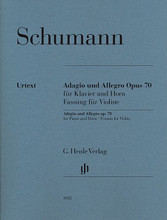 Adagio and Allegro, Op. 70 (Edition for Violin and Piano With Marked and Unmarked String Part). By Robert Schumann. Edited by Ernst Herttrich. For Violin, Piano Accompaniment. Henle Music Folios. Book only. G. Henle #HN1025. Published by G. Henle.

In 1849, Schumann turned to a new genre: works for piano and an accompanying instrument. The first works he composed were the Fantasy Pieces for piano and clarinet opus 73, immediately followed by opus 70. Schumann drew his publisher's attention to the “brilliant allegro,” whose solo part is so virtuosic that opus 70 is one of the showpieces for horn players even today. Schumann also created a part for violin.