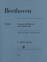 Beethoven: Sonatas For Piano And Violoncello, Revised Edition (Revised Edition With Marked and Unmarked String Parts). By Ludwig van Beethoven (1770-1827). Edited by Jens Dufner. For Cello, Piano Accompaniment. Henle Music Folios. Solo part and accompaniment. 266 pages. G. Henle #HN894. Published by G. Henle.

Alongside Bach's Solo Suites, a further highlight for cellists are Beethoven's five Cello Sonatas. They were published between 1797 and 1817 and thus cover a large part of Beethoven's compositional lifetime, mirroring important stages of his musical development. Our revised edition incorporates the findings contained in the critical report of the Beethoven Complete Edition which was compiled at the same time. The Urtext edition has been re-engraved, but the proven page layout of the previous edition has been preserved. The renowned cellist David Geringas provided completely new fingerings and bowings for the cello part, which also has excellent page turns. An unmarked Urtext part is also included.