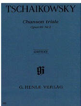 Chanson Triste Op. 40, No. 2 (Piano Solo). By Peter Ilyich Tchaikovsky (1840-1893). Edited by Polina Vajdman. For Piano. Piano (Harpsichord), 2-hands. Henle Music Folios. Pages: 3. SMP Level 8 (Early Advanced). Softcover. 4 pages. G. Henle #HN618. Published by G. Henle.

About SMP Level 8 (Early Advanced) 

4 and 5-note chords spanning more than an octave. Intricate rhythms and melodies.