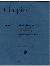 Concerto for Piano and Orchestra F minor Op. 21, No. 2 (2 Pianos, 4 Hands). By Frederic Chopin (1810-1849) and Fr. Edited by Ewald Zimmermann. For Piano, 2 Pianos, 4 Hands. 2 Pianos, 4-hands. Henle Music Folios. Pages: VI and 102. SMP Level 10 (Advanced). Softcover. 116 pages. G. Henle #HN420. Published by G. Henle.

About SMP Level 10 (Advanced) 

Very advanced level, very difficult note reading, frequent time signature changes, virtuosic level technical facility needed.