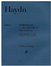 Concerto for Violin and Orchestra in G Major Hob. VIIa:4 (Violin and Piano). By Franz Joseph Haydn (1732-1809). Edited by Gunter Thomas, Heinz Lohmann, and G. For Piano, Violin. Violin. Henle Music Folios. Pages: Score = V and 19 * Vl Part = 12. Softcover. 36 pages. G. Henle #HN448. Published by G. Henle.

Piano reduction: Stefan Zorzor, Fing. Vl.: Kurt Guntner, Cadenzas: Franz Beyer.