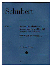 Sonata for Piano and Arpeggione A minor D 821 (Op. Posth. (Version for Violoncello) (Cello and Piano). By Franz Schubert (1797-1828). Edited by Wolf-Dieter Seiffert. For Cello, Piano. Violoncello. Henle Music Folios. Pages: Score = XI and 29 * Vc Part = 13. Softcover. 60 pages. G. Henle #HN611. Published by G. Henle.