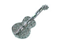 Acoustic Guitar Rhinestone Brooch - Small