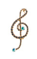 Medium G-Clef Gold Rhinestone Brooch