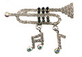 Trumpet With Notes Silver Rhinestone Brooch