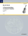 4 Concert Studies. (Violoncello Solo). By Mikhail Bukinik. For Cello. Cello-Bibliothek (Cello Library). Book only. 24 pages. Schott Music #CB179. Published by Schott Music.

Fitting the violoncello like a glove, the concert études by the Russian composer Mikhail Bukinik (1872-1947) are also suited for concert performances. The études are compulsory pieces at the International Cello Competition in Markneukirchen in May 2005.