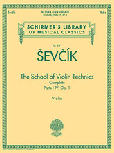 The School of Violin Technics Complete, Op. 1 (Schirmer's Library of Musical Classics, Vol. 2091). By Ottakar Sevcik (1852-1934). Edited by Philipp Mittell. For Violin. String. Softcover. 164 pages. G. Schirmer #ED2091. Published by G. Schirmer.

The four opus 1 technique books of the violin teacher available for the first time in one inexpensive edition.