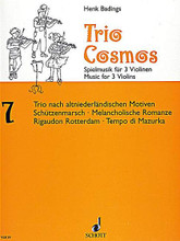 Trio-Cosmos No. 7. (for 3 Violins - Performance Score). By Henk Badings. For String Trio, Violin Trio. Violin-Bibliothek (Violin Library). Playing score. 16 pages. Schott Music #VLB59. Published by Schott Music.
Product,53363,Trio-Cosmos No. 8"