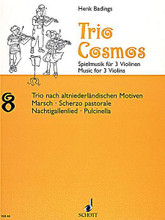 Trio-Cosmos No. 8. (for 3 Violins - Performance Score). By Henk Badings. For String Trio, Violin Trio. Violin-Bibliothek (Violin Library). Playing score. 18 pages. Schott Music #VLB60. Published by Schott Music