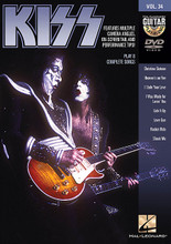Kiss. (Guitar Play-Along DVD Volume 34). By Kiss. For Guitar. Guitar Play-Along DVD. DVD. Guitar tablature. Published by Hal Leonard.

The Guitar Play-Along DVD series lets you hear and see how to play songs like never before. Just watch, listen and learn! Each song starts with a lesson from a professional guitar teacher. Then, the teacher performs the complete song along with professionally recorded backing tracks. You can choose to turn the guitar off if you want to play along or leave the guitar in the mix to hear how it should sound. You can also choose from multiple viewing options; fret hand with tab, wide view with tab, pick & fret hand close-up, and others.

Songs: Christine Sixteen • Heaven's on Fire • I Stole Your Love • I Was Made for Lovin' You • Lick It Up • Love Gun • Rocket Ride • Shock Me.