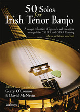 50 Solos for Irish Tenor Banjo arranged by David McNevin and Gerry O'Connor. For Banjo (BANJO). Waltons Irish Music Books. Softcover. Guitar tablature. 48 pages. Hal Leonard #WM1371. Published by Hal Leonard.

The most comprehensive collection of Irish tenor banjo tunes currently available! Here are 50 jigs, reels and hornpipes arranged for two types of tuning; the standard CGDA used by Gerry O'Connor, and the traditional GDAE tuning used by David McNevin. The first 25 tunes are played by O'Connor, whose creative and individual style has earned him the reputation of being one of Ireland's finest banjo players. The remaining tunes are arranged and played by McNevin, an extremely skillful player in the traditional style, who has received major awards for his achievements on the banjo.