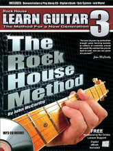 The Rock House Method: Learn Guitar 3. (The Method for a New Generation). For Guitar. Rock House. Softcover with CD. Guitar tablature. 96 pages. Published by Hal Leonard.

Prepare to enter into the elite world of guitar in this advanced book in the Rock House Method series. Learn to play and apply challenging scales, lead techniques and chords within the context of a song. Many advanced skills will be learned: modal theory, chord construction, diatonic 3rd harmonies, building a chord scale and the Phrygian major scales are just a few of the things you will learn that will help you become a well-rounded guitarist and give the tools needed to create your own music. Includes MP-3 CD.