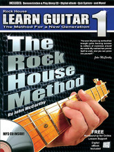 The Rock House Method: Learn Guitar 1. (The Method for a New Generation). For Guitar. Rock House. Softcover with CD. Guitar tablature. 80 pages. Published by Hal Leonard.

Learn the essential techniques needed to play all genres of music. Start with how to hold the guitar, pick and proper hand position for comfortable playing. Next learn chords, rhythm, timing, strumming techniques and how they are used to play popular songs. Learn scales, riffs and the basics of lead guitar. From theory to complete songs, everything you need to play acoustic or electric guitar is here for you. This comprehensive book is a great place to start your musical journey! Includes an MP3 CD.