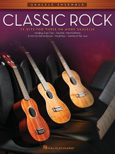 Classic Rock. (Ukulele Ensembles Mid-Intermediate). By Various. For Ukulele Ensemble. Ukulele Ensemble. Softcover. 32 pages. Published by Hal Leonard.

The songs in this collection are playable by any combination of ukuleles (soprano, concert, tenor or baritone). Each arrangement features the melody, a harmony part, and a “bass” line. Chord symbols are also provided if you wish to add a rhythm part. For groups with more than three or four ukuleles, the parts may be doubled. This volume features 15 great classic rock songs: Aqualung • Behind Blue Eyes • Born to Be Wild • Crazy Train • Fly like an Eagle • Free Bird • Hey Jude • Low Rider • Moondance • Oye Como Va • Proud Mary • (I Can't Get No) Satisfaction • Smoke on the Water • Summertime Blues • Sunshine of Your Love.