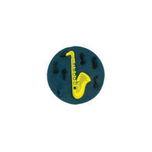 This button charm represents great music made with a saxophone.