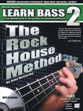 The Rock House Method: Learn Bass 2. (The Method for a New Generation). For Bass. Rock House. Softcover with CD. Guitar tablature. 64 pages. Published by Hal Leonard.

The Rock House Method makes learning music fun, easy and effective. That means no more confusing explanations or mind-numbing, outdated songs to learn. Rock House is a modern method that helps make learning music second nature. Millions of muisicians in more than 150 countries have already used the Rock House Method to fulfill their dream and play music. You are next!

Building on the techniques learned in Book 1, Book 2 starts with natural minor and major scales, single note patterns and how they connect across the neck. Learn bass techniques such as the finger drag, hammer-ons, pull-offs and how to apply them in bass lines. Learn the major scale formula to play them in any key, root notes, octaves and the notes in the 5th position. Walking bass lines, sixteenth notes, syncopated bass lines, intervals and drop D tuning are just a few of the things covered that will help you play song progressions and bass lines. From theory to complete songs, this program will get you to the next level! Includes demonstration and play-along tracks, plus a digital e-book on the enclosed MP3 CD.