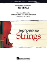 Skyfall by Adele Adkins and Paul Epworth. Arranged by Larry Moore. For String Orchestra (Score & Parts). Pop Specials for Strings. Grade 3-4. Published by Hal Leonard.

Instrumentation:

- CONDUCTOR SCORE (FULL SCORE) 8 pages

- BASS 1 page

- PERCUSSION 1 page

- PIANO 2 pages

- VIOLIN 1 1 page

- VIOLIN 2 1 page

- VIOLIN 3 (VIOLA TREBLE CLEF) 1 page

- VIOLA 1 page

- CELLO 1 page