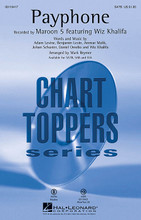 Payphone by Maroon 5. Arranged by Mark A. Brymer. For Choral (SATB). Pop Choral Series. 8 pages. Published by Hal Leonard.

The instantaneous #1 hit from 2012 by Maroon 5 explores the emotions of heartbreak in this powerful single from their Overexposed album. This more acoustic and PG-rated version of the song translates beautifully for choral and will be a popular hit with your choir as well! Available separately: SATB, SAB, SSA, ShowTrax CD. Rhythm parts available digitally (syn, gtr, b, dm). Duration: ca. 3:10.

Minimum order 6 copies.