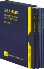 The Symphonies (4 volumes in a slipcase). By Johannes Brahms (1833-1897). Edited by Michael Struck and Robert Pascall. For Orchestra (Study Score). Henle Study Scores. Hardcover. G. Henle #HN9890. Published by G. Henle.

Based on the musical texts in the Brahms Complete Edition. All four symphonies are now available in one reasonably priced slipcase with four study scores.