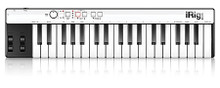 iRig KEYS. (Mini Keyboard Controller for iPhone, iPod Touch, iPad and Mac/PC). Hardware. General Merchandise. Hal Leonard #IPIRIGKEYSIN. Published by Hal Leonard.

iRig KEYS is the first ultra-slim and highly portable universal MIDI controller keyboard for iPhone, iPod touch, iPad and Mac/PC. iRig KEYS connects directly to the iOS device 30 pin dock connector or the USB port on your Mac/PC. It features 37 velocity-sensitive mini-keys - 3 full octave range plus one note, taking a minimal space on your desktop and can easily fit in a backpack or a carry-on bag.

iRig KEYS is Core MIDI and USB class compliant for a true plug-and-play experience both with iOS devices or Mac/PC, with no additional app, software or drivers to be installed to have it go and running. For total mobility, iRig KEYS is also an ultra-low power consumption unit.

When hooked up to an iPhone/iPod touch/iPad, it can be powered by the device, and for longer playing sessions it can be powered by the available USB port. When connected to a Mac/PC, the USB port powers it.

iRig KEYS is the ultimate portable keyboard players and producers companion. Use it any time and anywhere inspiration strikes you... simply hook it up to your device or computer and start playing. You can use iRig KEYS for live performance or for songwriting and composition with the included app and software or with a multitude of other MIDI compatible instruments and recorders on any iOS, MacOS or Windows system.
