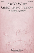 Ask Ye What Great Thing I Know by John Purifoy. For Choral (SATB). Brookfield Choral Series. 8 pages. Published by Brookfield Press.

This standard hymn text is given a fresh treatment here by John Purifoy. Flowing lines and beautiful harmonies will make this a memorable experience for your choir. Duration: ca. 2:15.

Minimum order 6 copies.