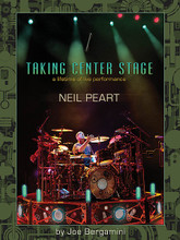 Neil Peart: Taking Center Stage. (A Lifetime of Live Performance). For Drum. Percussion. Softcover. 200 pages. Hudson Music #HDBK30. Published by Hudson Music.

Taking Center Stage is the definitive print retrospective and musical documentation of the career of one of the greatest rock drummers of all time, Neil Peart of Rush. Originally conceived as a companion to the groundbreaking 2011 3-disc DVD set of the same name, this book combines astonishingly detailed musical transcriptions, historical writing, instructional text, and a beautiful collection of photographs to create a book that every drummer and every fan of Neil and Rush will want to add to their collection.

At the heart of the book are note-for-note musical transcriptions of 17 songs that are included on the Taking Center Stage DVD. These transcriptions are exclusive to this book, since they are taken from the performances on the DVD, documenting how Neil currently approaches the songs. Some of the tracks included are “Tom Sawyer,” “Red Barchetta,” “The Spirit of Radio,” “Free Will,” “Subdivisions,” “Time Stand Still,” “Marathon,” “La Villa Strangiato,” “The Trees,” “Caravan,” “BU2B,” “Far Cry,” and many others. But this is much more than a mere transcription book.

The book is divided into chapters corresponding to each and every Rush tour from the time Neil joined the band in 1975, up to the present. Each of these chapters contains extensive text discussing the musical approach of the band at the time, the construction of the drum parts, and Neil's set up. Accompanying this are exquisitely detailed diagrams of each of Neil's drumsets, produced after extensive research into the exact instruments that were used on every tour.

Tying everything together is a beautiful collection of dozens of photographs taken over the past 30 years, including exclusive shots from the archives of Fin Costello and Andrew McNauhgtan, which show Neil and his drums in vivid detail. The book also contains color reproductions of just about every drum company advertisement that featured Neil during his career.

Written, transcribed, and researched by well-known drummer, author, and educator Joe Bergamini (who also co-produced and appeared in the DVD), and overseen and edited by Neil himself, Taking Center Stage: A Lifetime of Live Performance is the most complete, accurate, and definitive work on Neil Peart's career as a drummer.