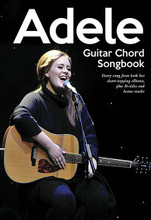Adele by Adele. For Guitar. Guitar Chord Songbook. Softcover. 88 pages. Hal Leonard #AM1005004. Published by Hal Leonard.

This series features convenient 6″ x 9″ books with complete lyrics and chord symbols above the lyrics for dozens of great songs. Each song also includes chord grids at the top of every page and the first notes of the melody for easy reference. These books are perfect for people who don't read music but want to strum chords and sing and are equally ideal for more advanced, music-reading electric or acoustic guitarists who don't feel like wading through note-for-note notation.

Over 30 songs from this Grammy-winning songstress are featured in this collection, including: Best for Last • Chasing Pavements • Crazy for You • Fool That I Am • I Can't Make You Love Me • I Found a Boy • Make You Feel My Love • Now and Then • Painting Pictures • Right As Rain • Rolling in the Deep • Rumour Has It • Set Fire to the Rain • Someone like You • Turning Tables • and more.