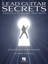 Lead Guitar Secrets. (Unlock the Mysteries of Creating Great Solos). For Guitar. Guitar Educational. Softcover with CD. Guitar tablature. 112 pages. Published by Hal Leonard.

Learn the fine art of lead guitar soloing from the ground up with Lead Guitar Secrets. This well-paced, methodical workbook focuses on the essential components of great guitar solos without the typical deluge of dry music theory instruction. You'll get hands-on training with: an 80-track audio CD featuring many play-along backing tracks for soloing practice; an organized, logical approach that takes you from basic melodic soloing over one chord to more advanced concepts with common chord progressions; a breakdown of the core fretboard scale patterns and how to effectively connect them up and down the neck; rhythmic phrasing and articulation techniques such as bending, vibrato & legato; tools and concepts that provide a solid foundation in improvisation; invaluable skills that are useful in all music genres; and more! Perfect for getting started with lead guitar or expanding one's existing soloing capabilities. The seasoned player could also gain a fresh perspective via the practical and systematic methodology, possibly unlocking some previously overlooked Lead Guitar Secrets.