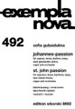 St. John Passion. (Soprano, Tenor, Baritone, and Bass soloists, Two Mixed Choirs, Organ, and Orchestra). By Sofia Gubaidulina (1931-). Vocal Score. Vocal Score. 228 pages. Sikorski #SIK8692. Published by Sikorski.

Includes Russian language transliterations in the score. ca. 100 minutes.