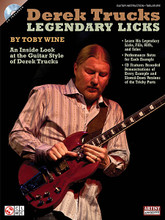 Derek Trucks Legendary Licks. (An Inside Look at the Guitar Style of Derek Trucks). By Derek Trucks. For Guitar. Guitar Educational. Softcover with CD. Guitar tablature. Published by Cherry Lane Music.

The Legendary Licks series presents the music of a band or artist in a comprehensive play-along package. Each book contains note-for-note transcriptions and detailed performance notes on how to play a multitude of classic licks, fills, riffs & solos – complete with recorded demonstrations. The CD also features slowed-down versions for the fast and tricky passages. Teaches 9 hits from Derek Trucks: All I Do • Anyday • Desdemona • Down in the Flood • Dreams I'll Never See • Joyful Noise • Maki Madni • So Close, So Far Away • This Sky – plus info on his gear setup.