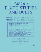 Famous Flute Studies and Duets (The Big Blue Book). Edited by Robert Cavally. For Flute. Robert Cavally Editions. Grade 4. 164 pages. Hal Leonard #B428. Published by Hal Leonard.

Compiled and revised by Robert Cavally

Contents:

- 24 Instructive Studies, Op. 30 (Andersen)

- 24 Etudes Techniques, Op. 63 (Andersen)

- Ballade and Dance of the Sylphs (Andersen)

- Whirlwind (Andersen)

- Two Sonatas for Two Flutes (W.F. Bach)

- Five Inventions for Two Flutes (J.S. Bach)

- Sonata in A Minor for Flute Alone (J.S. Bach)

- Allegro Spiritoso and Minuet for Two Flutes (Beethoven)

- Sonata in E Minor for Two Flutes (Locatelli)

- Etude de Concert on “Afternoon of a Faun” (Debussy)

- Six Sonatines for Two Flutes (Köhler)

- Three Duos Concertants for Two Flutes (Drouët)

- Andante and Scherzo (Ganne).