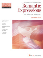 Romantic Expressions. (Hal Leonard Student Piano Library Composer Showcase Intermediate/Late Intermediate Level). By Carol Klose. For Piano/Keyboard. Educational Piano Library. Softcover. 32 pages. Published by Hal Leonard.

Romantic-style forms provide the vehicle for the exquisite imagery, variety of moods, and performance techniques found in this set of original piano solos by Carol Klose. One might even hear a glimpse of a particular composer or two from the Romantic era, making it a fine introduction to the style. • Cuckoo at Twilight • Gypsy Fire • The Hills of Glamorgan • If I Were a Dove • A River's Tale.