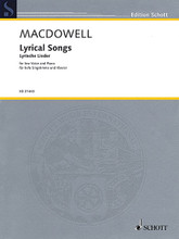 Lyrical Songs. (Low Voice and Piano). By Edward MacDowell (1861-1908). For Low Voice, Piano Accompaniment. Schott. Softcover. 16 pages. Schott Music #ED21443. Published by Schott Music.

American composer and pianist Edward MacDowell (1860-1908) composed the six songs included in this edition between 1890 and 1898. The songs are representative of MacDowell's middle creative period. Includes: “Thy beaming eyes,” “The swan bent low,” “A maid sings light,” “O lovely rose,” “Deserted,” and “Slumber song”.