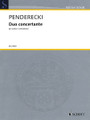 Duo Concertante (Violin and Double Bass). By Krzysztof Penderecki (1933-). Edited by Anne-Sophie Mutter, Roman Patkoló, and Roman Patkol. For Double Bass, Violin, String Duet (Parts). Schott. 32 pages. Schott Music #ED21030. Published by Schott Music.

Commissioned by the Anne-Sophie Mutter Foundation for the encouragement of highly talented string players. Double Bass part noted in scordatura (tuned a whole step higher).