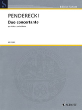 Duo Concertante (Violin and Double Bass). By Krzysztof Penderecki (1933-). Edited by Anne-Sophie Mutter, Roman Patkoló, and Roman Patkol. For Double Bass, Violin, String Duet (Parts). Schott. 32 pages. Schott Music #ED21030. Published by Schott Music.

Commissioned by the Anne-Sophie Mutter Foundation for the encouragement of highly talented string players. Double Bass part noted in scordatura (tuned a whole step higher).